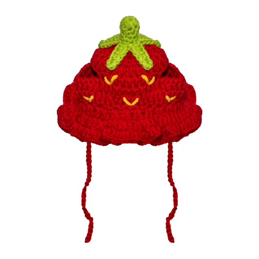 Crochet Hat - Strawberry (small)