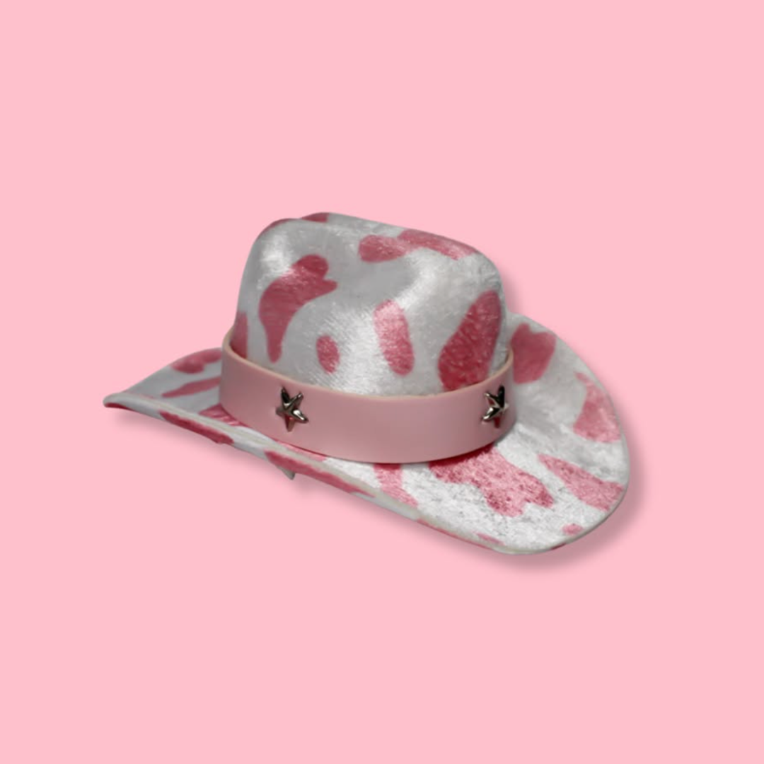 Baby Pink Cow Print Cowboy Hat