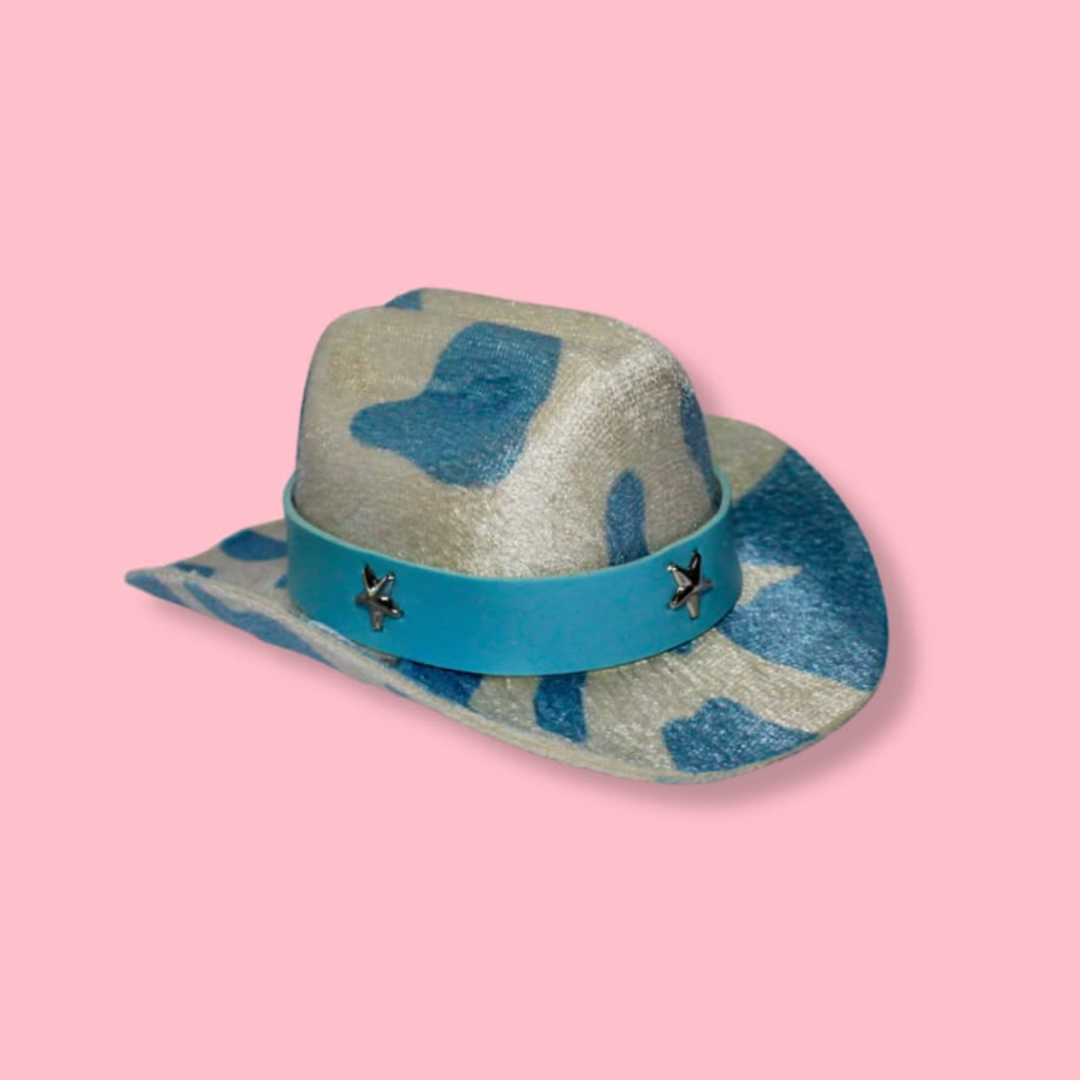 Baby Blue Cow Print Cowboy Hat
