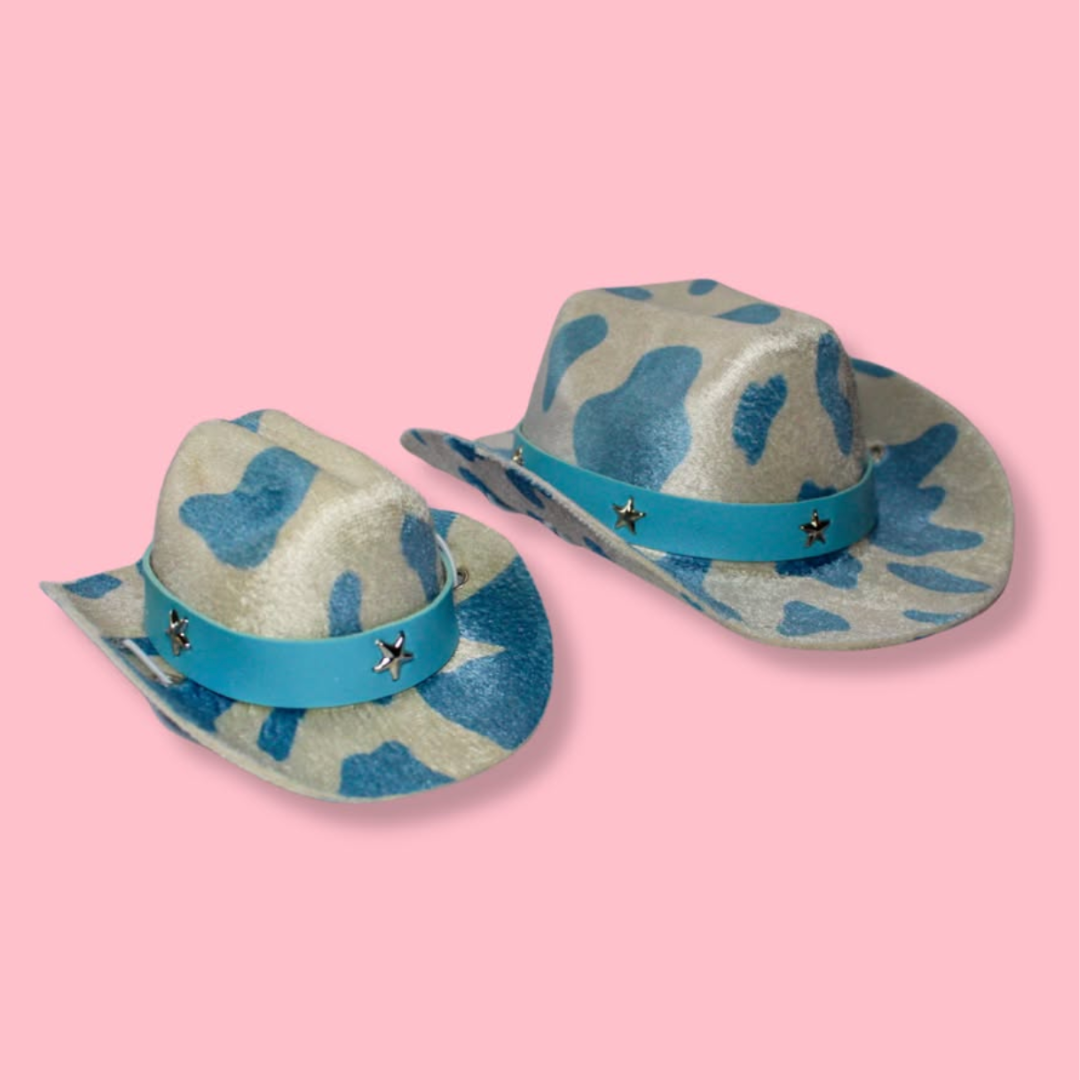 Baby Blue Cow Print Cowboy Hat