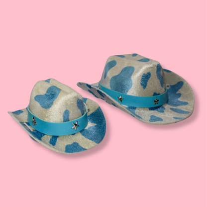 Baby Blue Cow Print Cowboy Hat