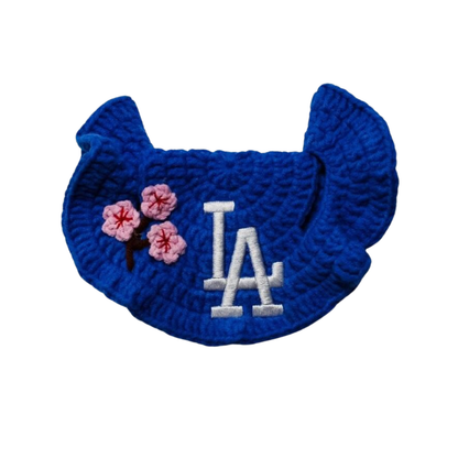 Cherry Tree Blue Crochet Hat
