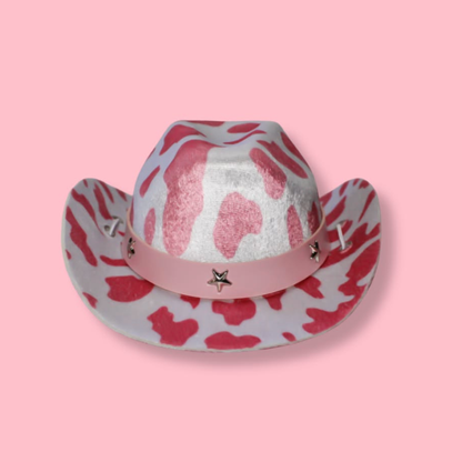 Baby Pink Cow Print Cowboy Hat