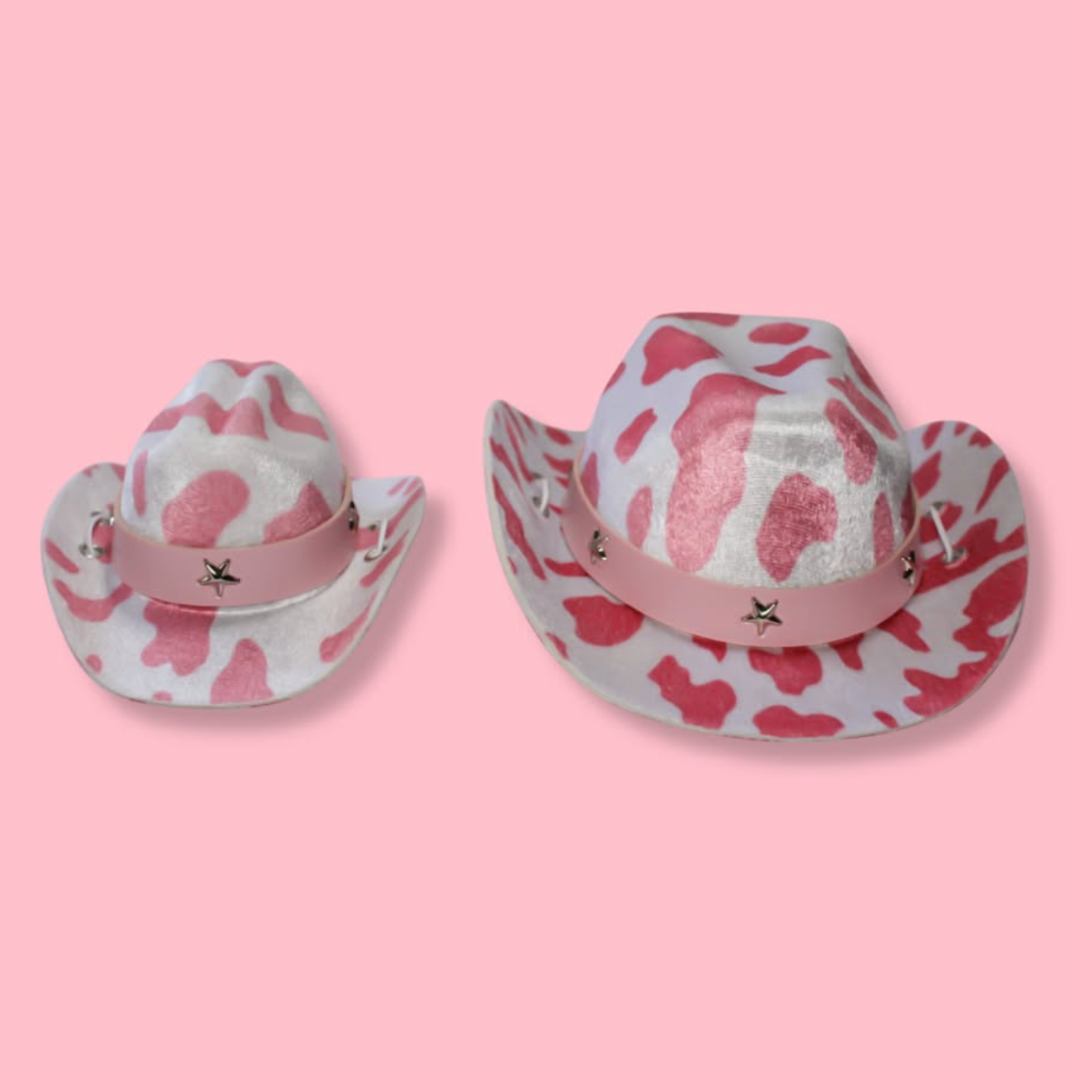 Baby Pink Cow Print Cowboy Hat